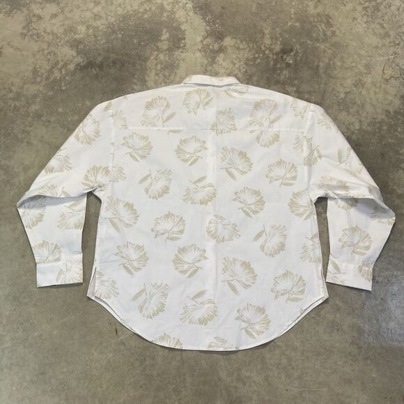 Express Shirt Womens Medium Boyfriend Portofino Button Up Leaf Print White - Picture 5 of 10